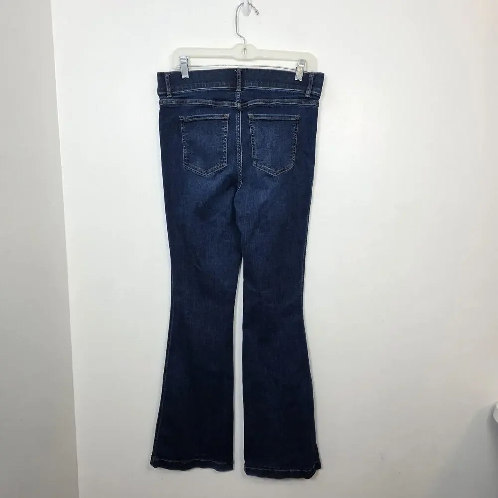 Spanx Blue Stretchy‎ Comfy High Rise Casual Flattering Flare Jeans Size Large